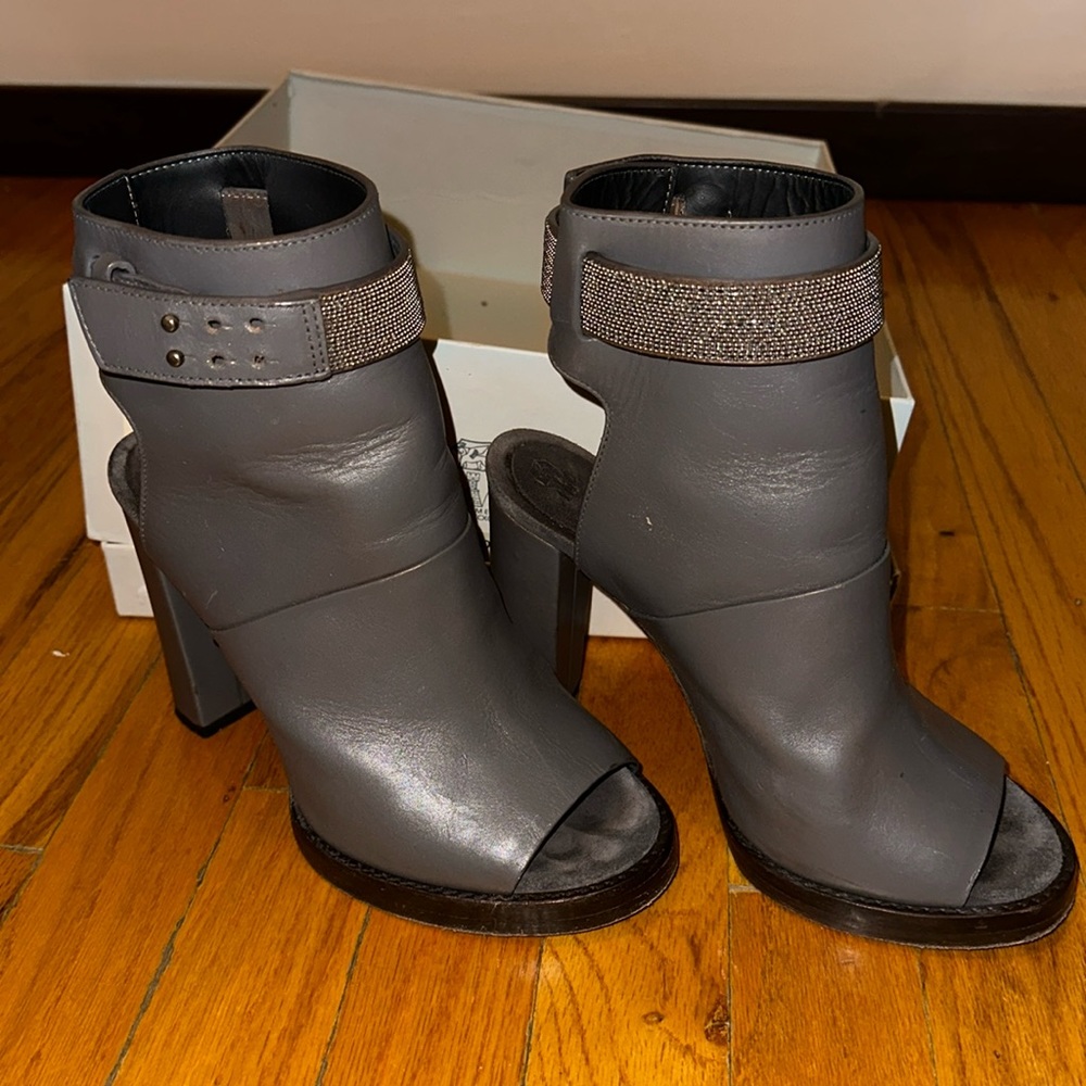Brunello Cucinelli Grey Bootie Heels